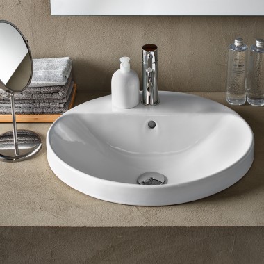 VariForm oval counter-top washbasin with tap hole bench